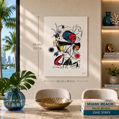 Composizione linea Joan Miró con Litografia a colori Archi 300gsm 42x59 cm