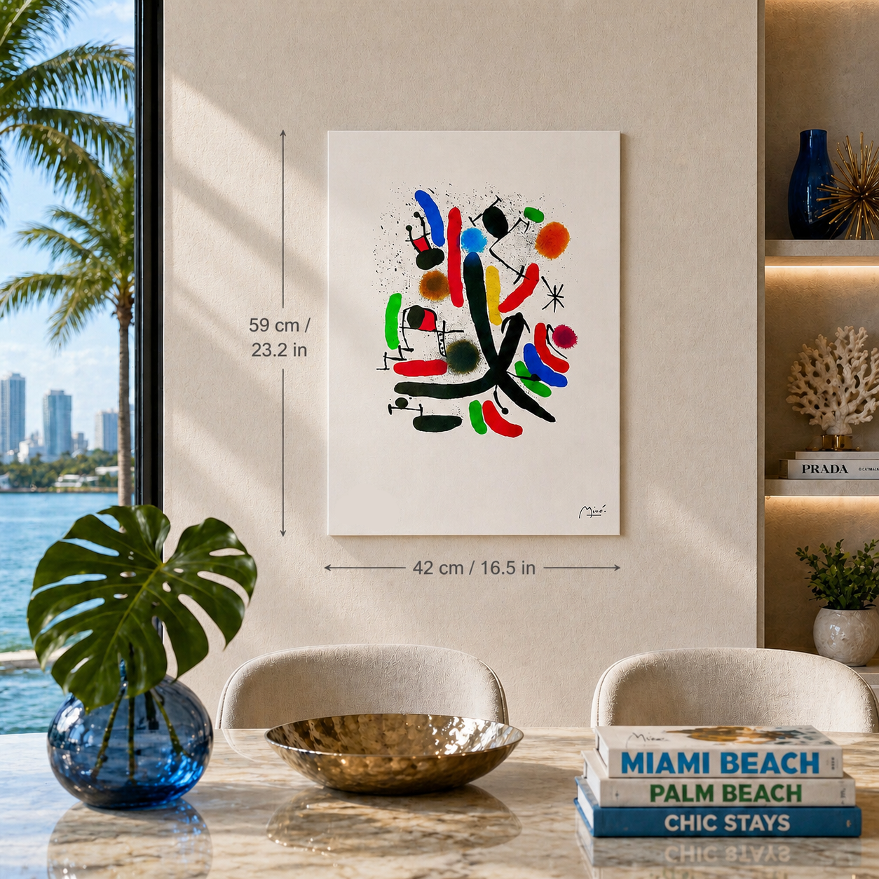 Joan Miró bellissima composizione a colori Litografia Arches 300gsm 42x59 cm