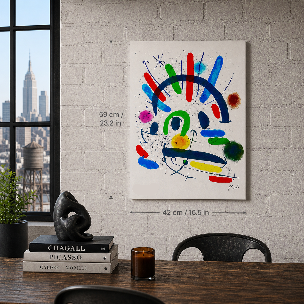 Joan Miró composizione colorata a forma di arco Litografia Arches 300gsm 42x59 cm
