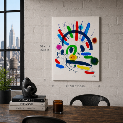Joan Miró composizione colorata a forma di arco Litografia Arches 300gsm 42x59 cm