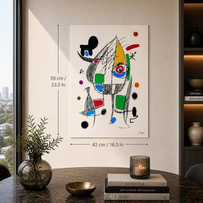 Joan Miró composizione di figure giocose Litografia Arches 300gsm 42x59 cm