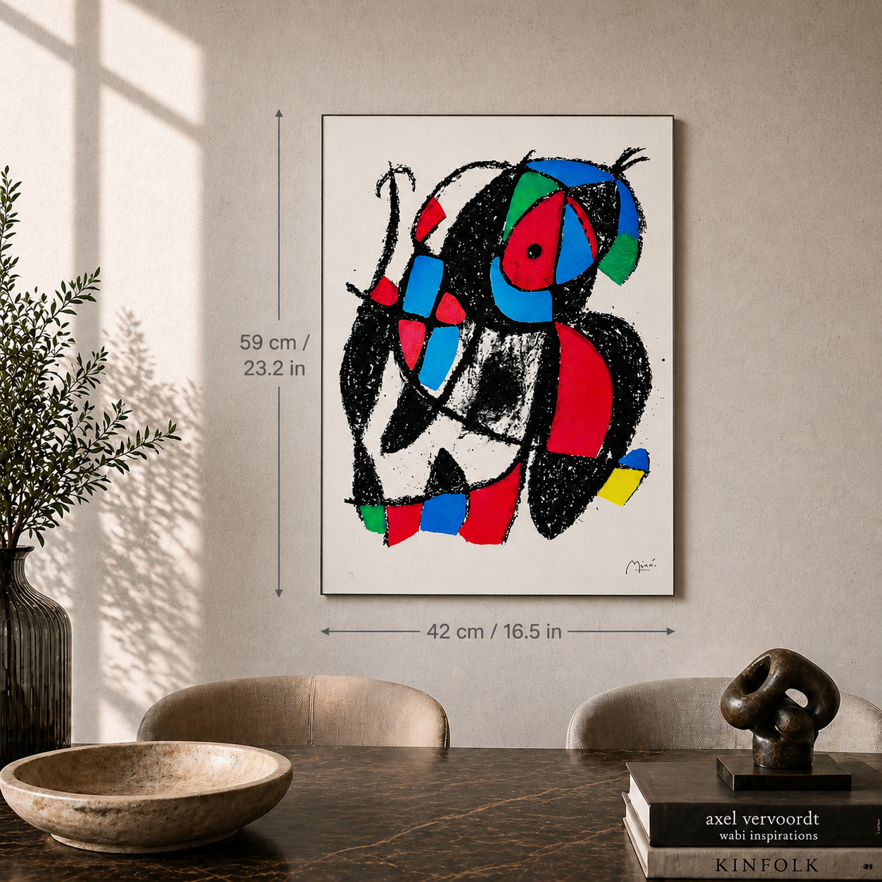 Composizione di figure organiche di Joan Miró Litografia Arches 300gsm 42x59 cm