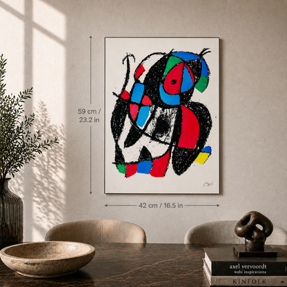 Composizione di figure organiche di Joan Miró Litografia Arches 300gsm 42x59 cm
