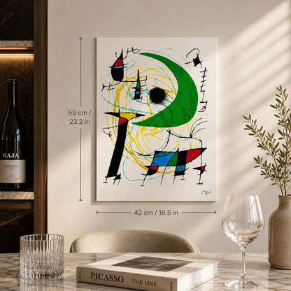 Joan Miró composizione circolare con linee Litografia Arches 300gsm 42x59 cm
