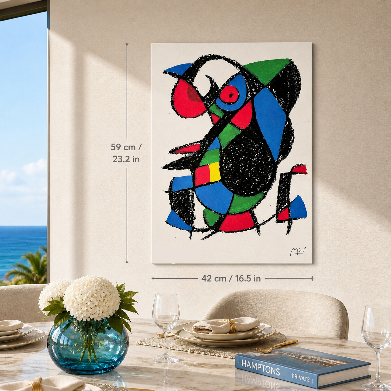 Joan Miró figura astratta con aree di colore Litografia Arches 300gsm 42x59 cm