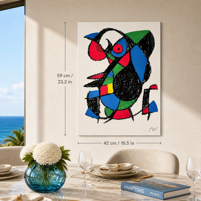 Joan Miró figura astratta con aree di colore Litografia Arches 300gsm 42x59 cm