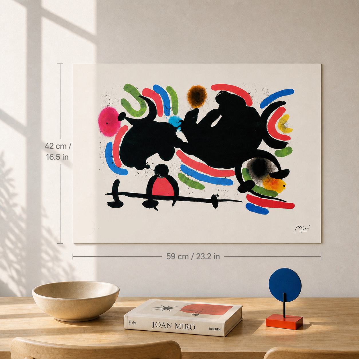 Joan Miró composizione orizzontale dinamica Litografia Arches 300gsm 42x59 cm