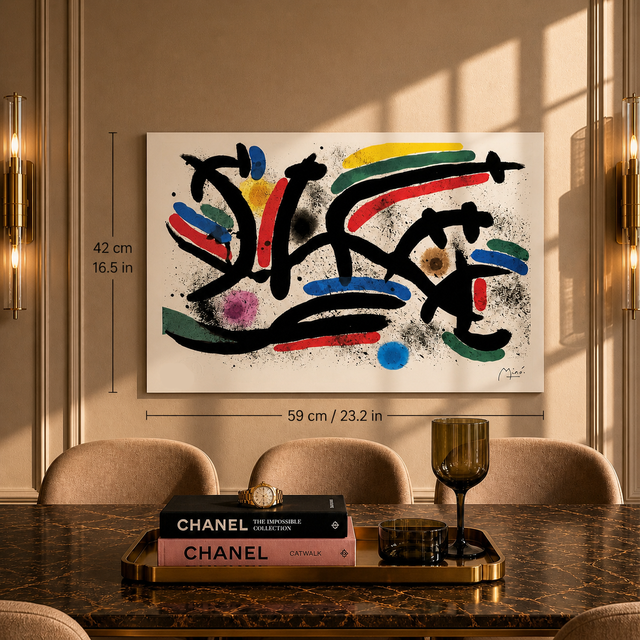 Joan Miró composizione linea orizzontale Litografia Arches 300gsm 42x59 cm