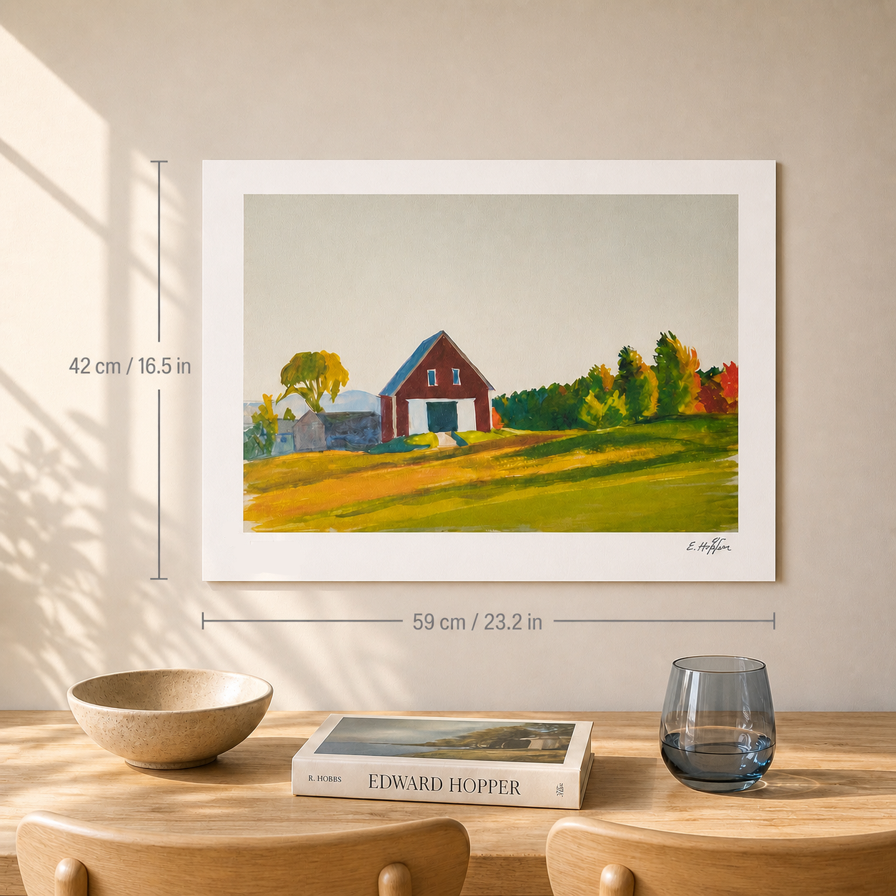 Edward Hopper Red Barn in Autumn Landscape Litografia Archi 300 g/m² 42x59 cm