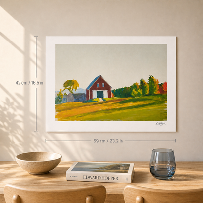 Edward Hopper Red Barn in Autumn Landscape Litografia Archi 300 g/m² 42x59 cm
