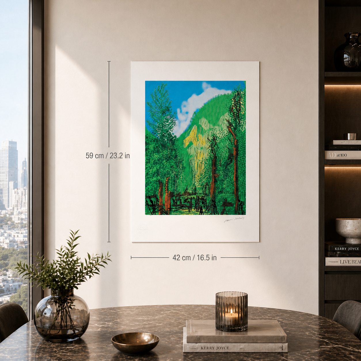 David Hockney Foresta con 4 alberi Litografia Archi 300 g/mq 42x59 cm