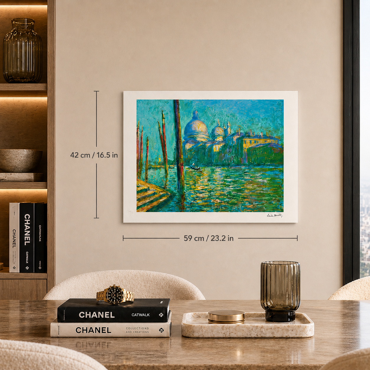Claude Monet Il Canal Grande e Santa Maria Litografia Archi 300gsm 42x59 cm
