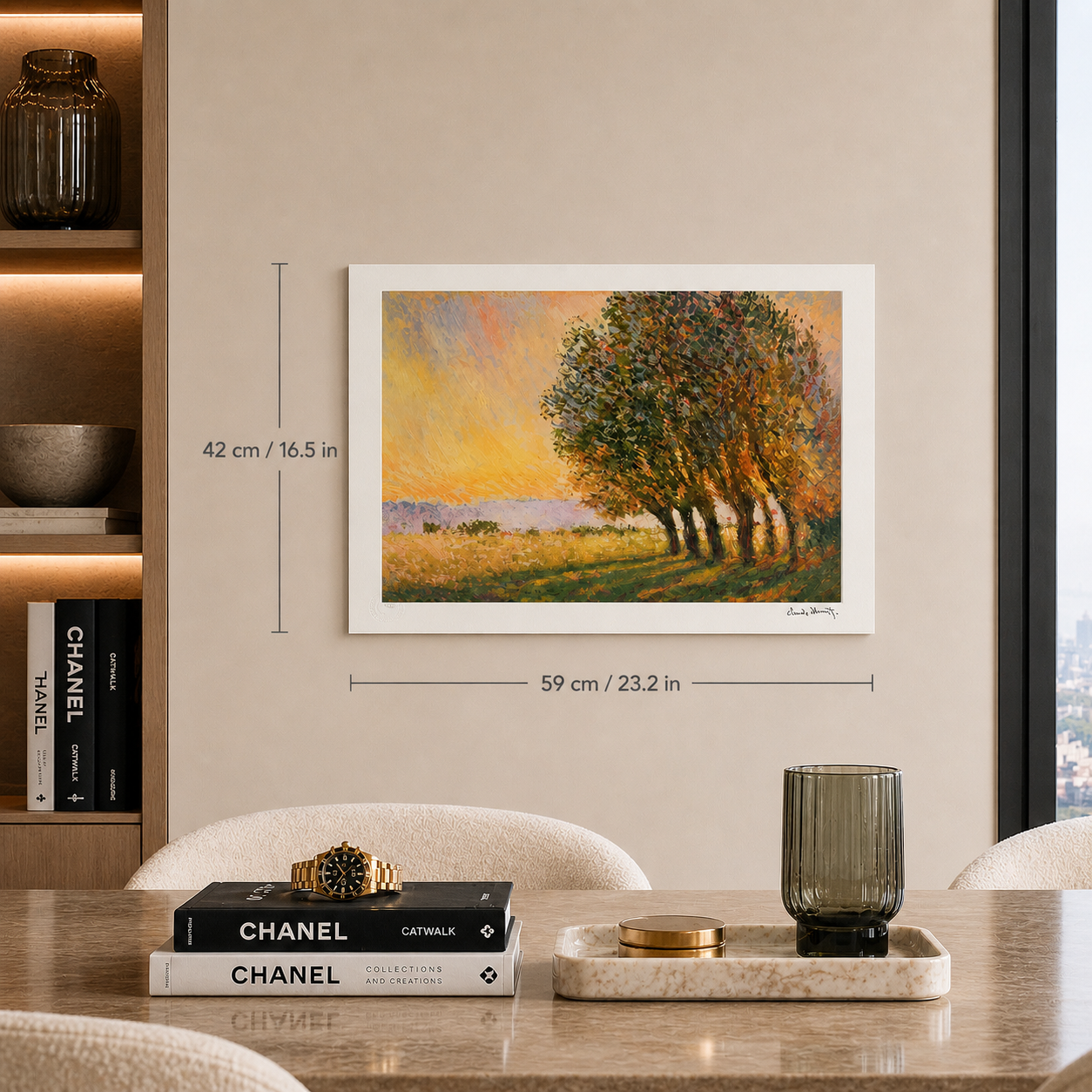 Claude Monet Salici al sole al tramonto Litografia Archi 300gsm 42x59 cm