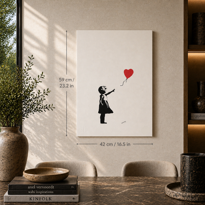 Banksy Girl With the Balloon (Rosso) Litografia Archi 300 g/m² 42x59 cm