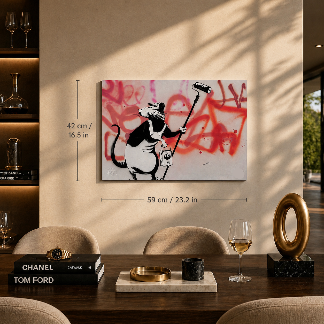 Ratto Banksy con archi litografia a rulli 300 g/mq 42x59 cm