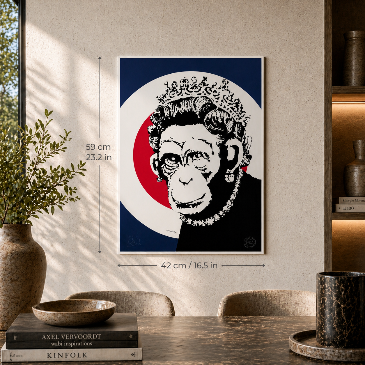 Banksy Queen Monkey Litografia Archi 300gsm 42x59 cm