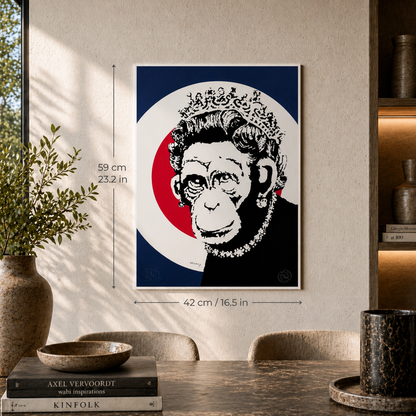 Banksy Queen Monkey Litografia Archi 300gsm 42x59 cm