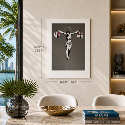 Banksy Cristo con borse della spesa Litografia Archi 300gsm 42x59 cm