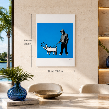 Banksy Barking Dog (Blu) Litografia Arches 300gsm 42x59 cm