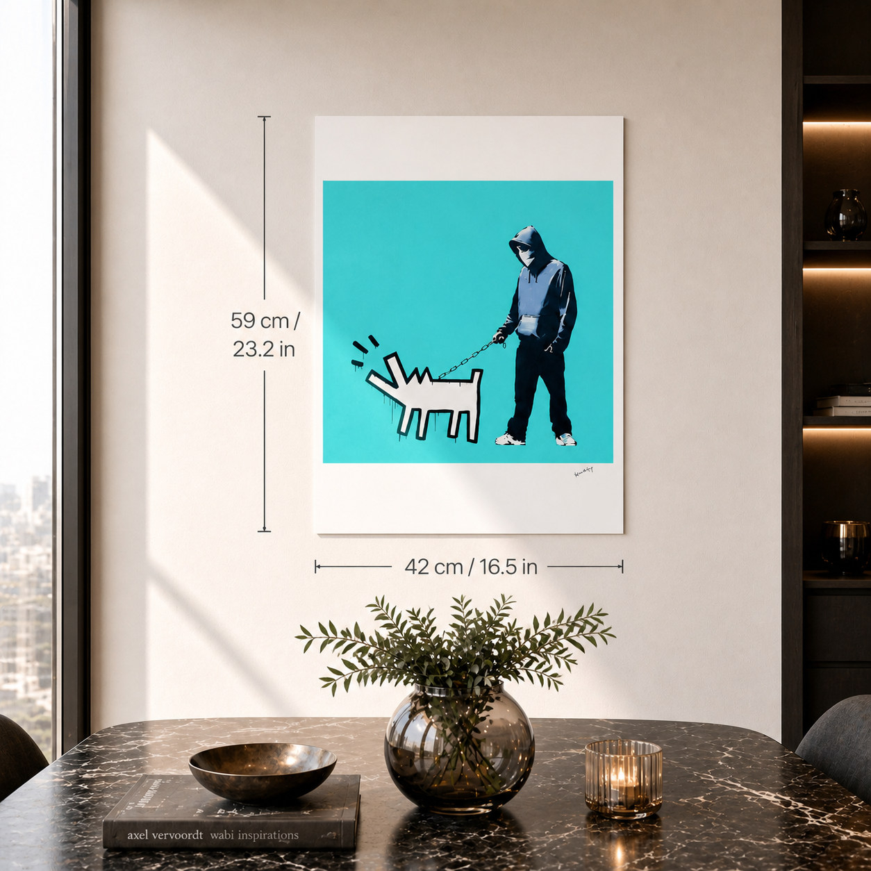 Banksy Barking Dog (Turchese) Litografia Archi 300 g/m² 42x59 cm