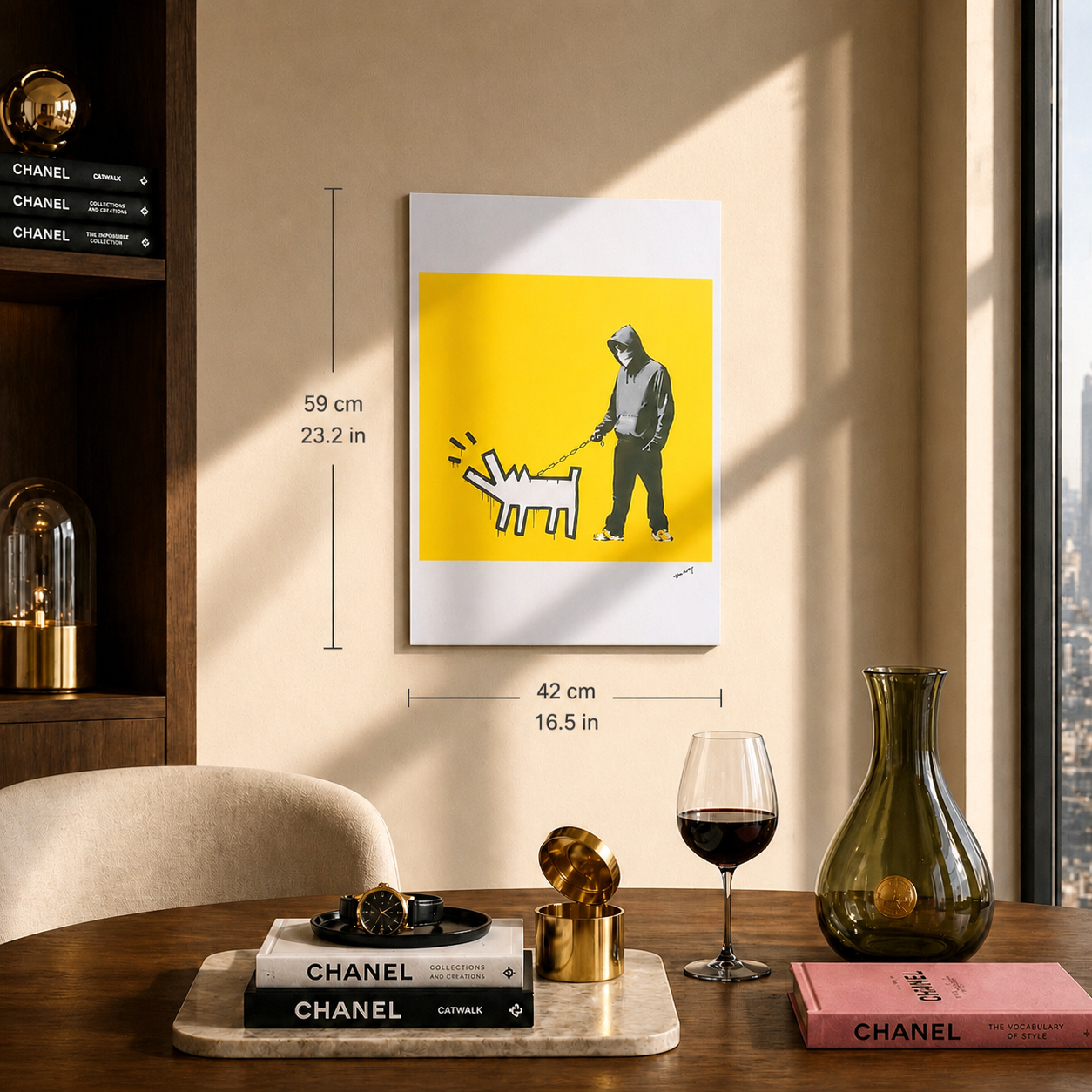 Banksy Barking Dog (Giallo) Litografia Arches 300gsm 42x59 cm