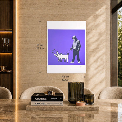 Banksy Barking Dog (viola) Litografia Arches 300gsm 42x59 cm