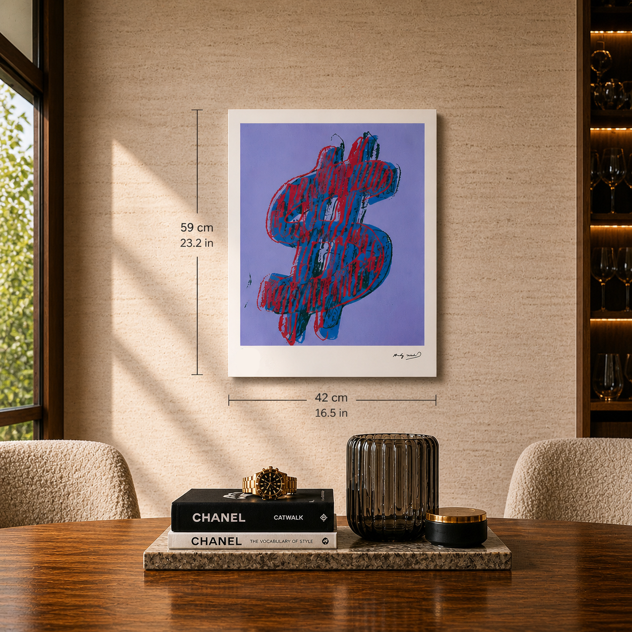 Andy Warhol Dollar (Blu) Litografia Arches 300gsm 42x59 cm