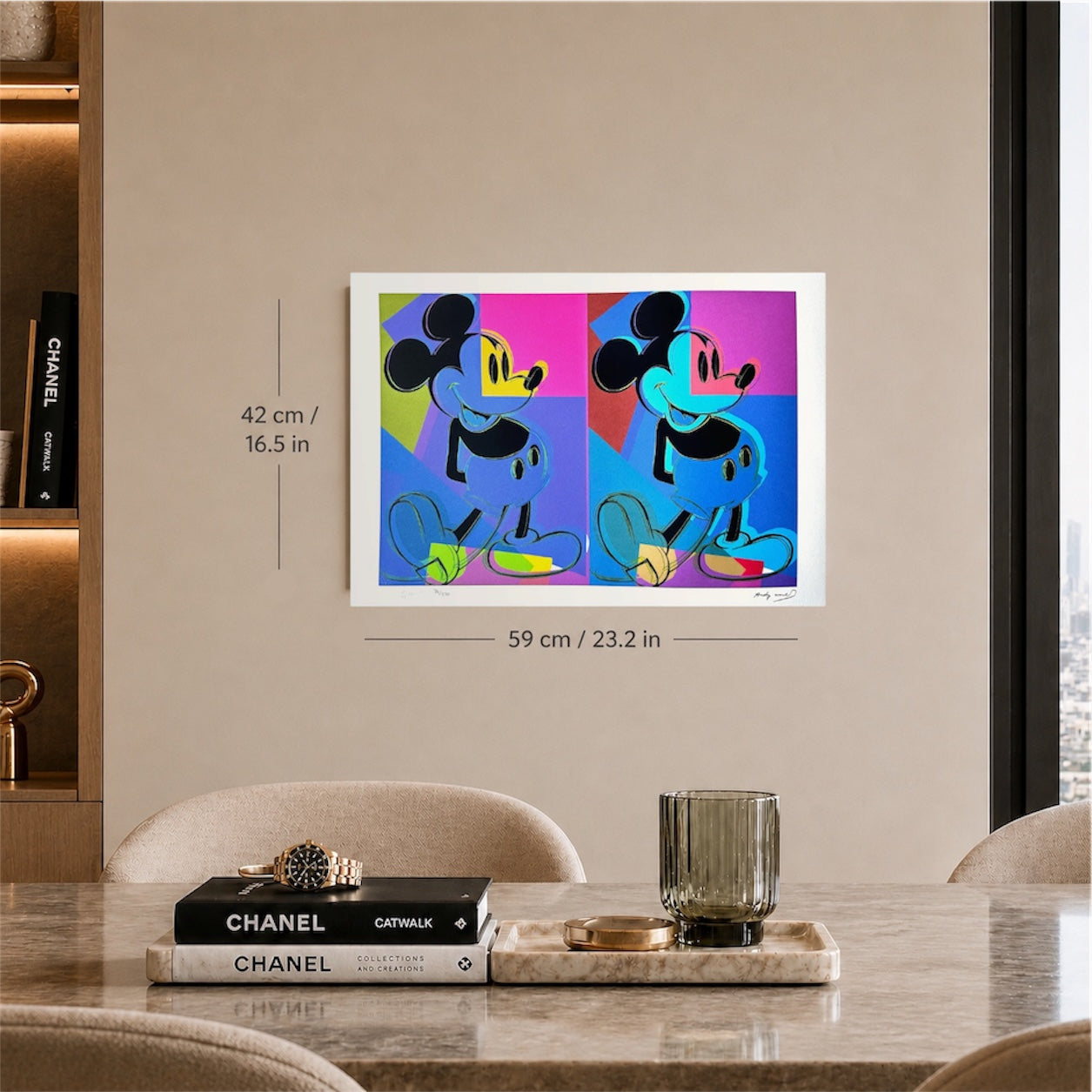 Andy Warhol Double Mickey Litografia multicolore Arches 300gsm 42x59 cm