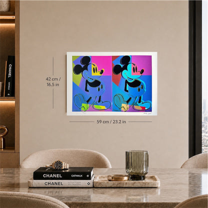 Andy Warhol Double Mickey Litografia multicolore Arches 300gsm 42x59 cm