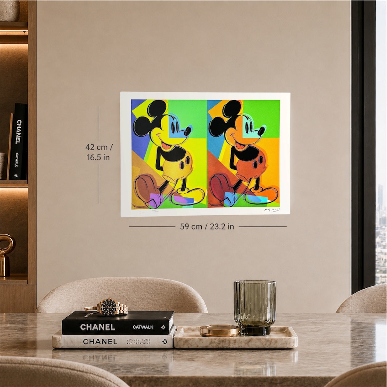 Andy Warhol Double Mickey Litografia multicolore Arches 300gsm 42x59 cm