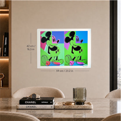 Andy Warhol Double Mickey Litografia multicolore Arches 300gsm 42x59 cm