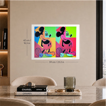 Andy Warhol Double Mickey (Multicolore) Litografia Arches 300gsm 42x59 cm