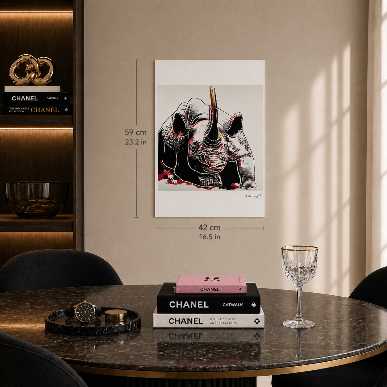 Andy Warhol Rhino (Animali) Litografia Arches 300gsm 42x59 cm
