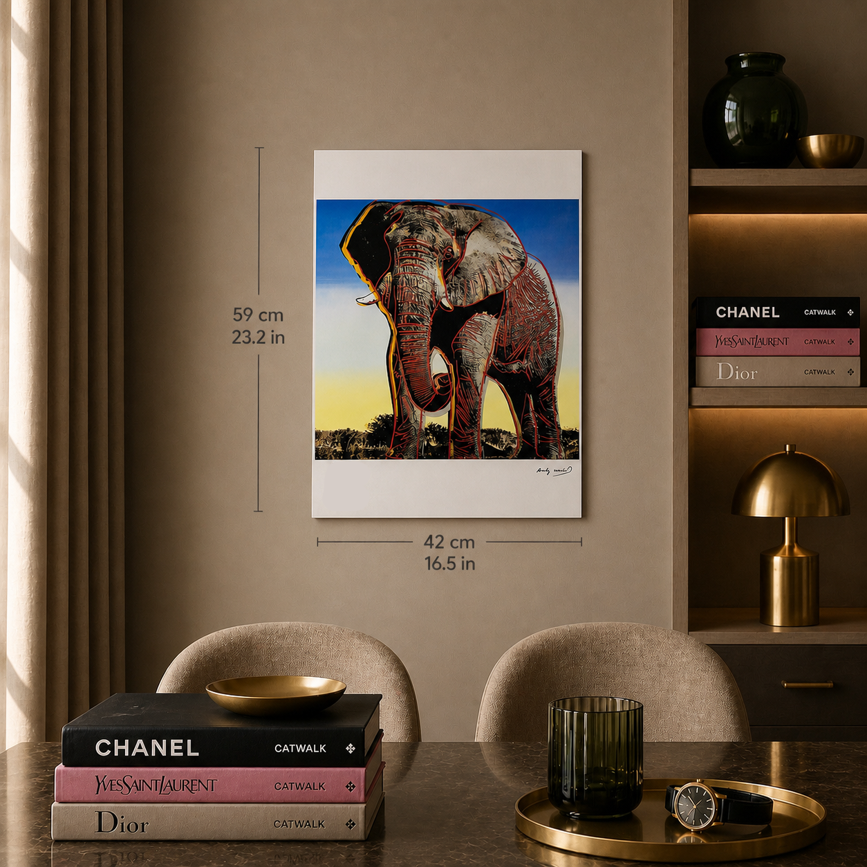 Andy Warhol Elefante (Animali) Litografia Arches 300gsm 42x59 cm