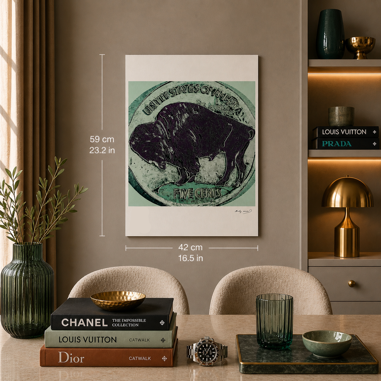 Andy Warhol Buffalo Nickel (Five Cents) Litografia Arches 300gsm 42x59 cm