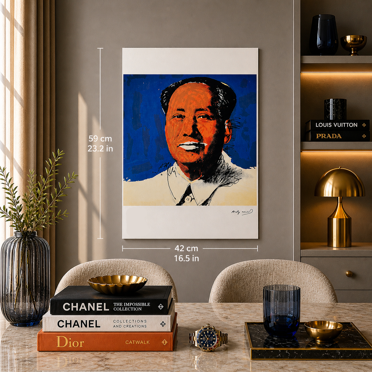 Andy Warhol Mao (Blu & Arancio) Litografia Arches 300gsm 42x59 cm