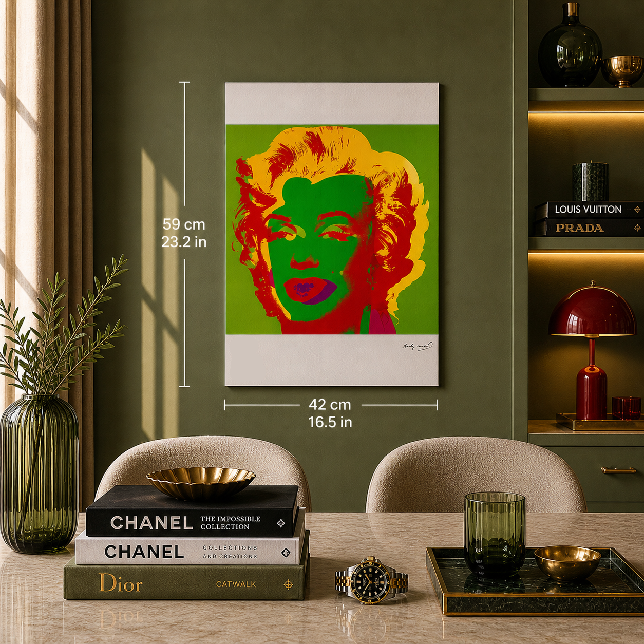 Andy Warhol Marilyn Monroe (Fluo Green & Red) Litografia Arches 300gsm 42x59 cm
