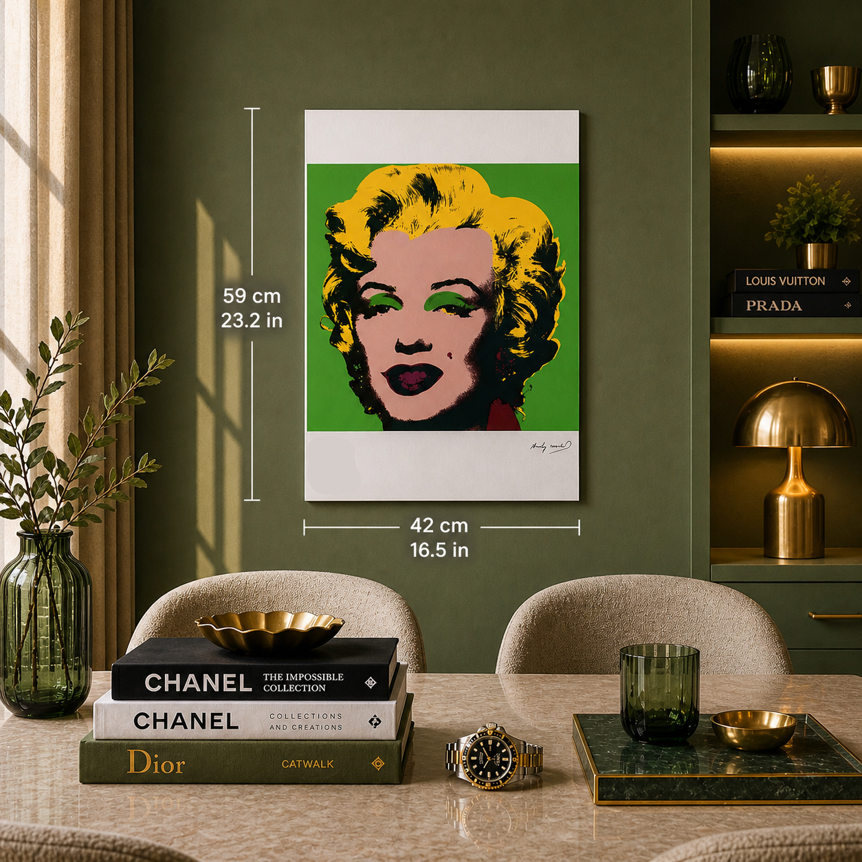 Andy Warhol Marilyn Monroe (Verde & Giallo) Litografia Arches 300gsm 42x59 cm