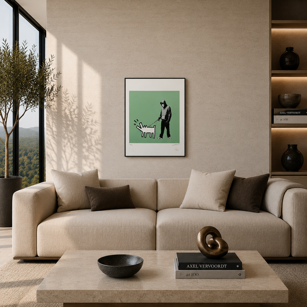 Banksy Barking Dog (Verde) Litografia Arches 300gsm 42x59 cm