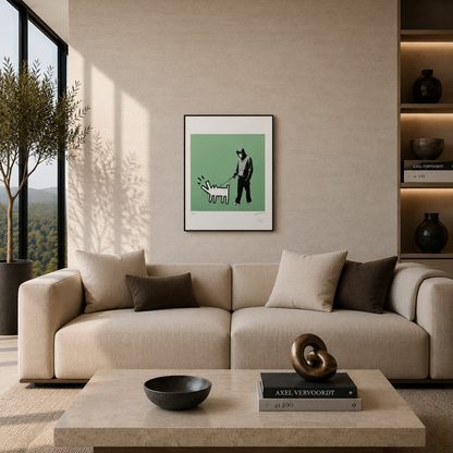 Banksy Barking Dog (Verde) Litografia Arches 300gsm 42x59 cm