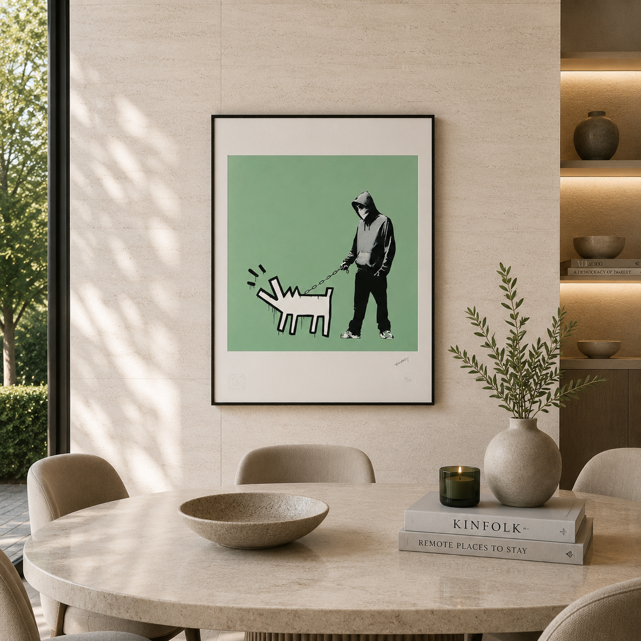 Banksy Barking Dog (Verde) Litografia Arches 300gsm 42x59 cm