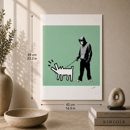 Banksy Barking Dog (Verde) Litografia Arches 300gsm 42x59 cm