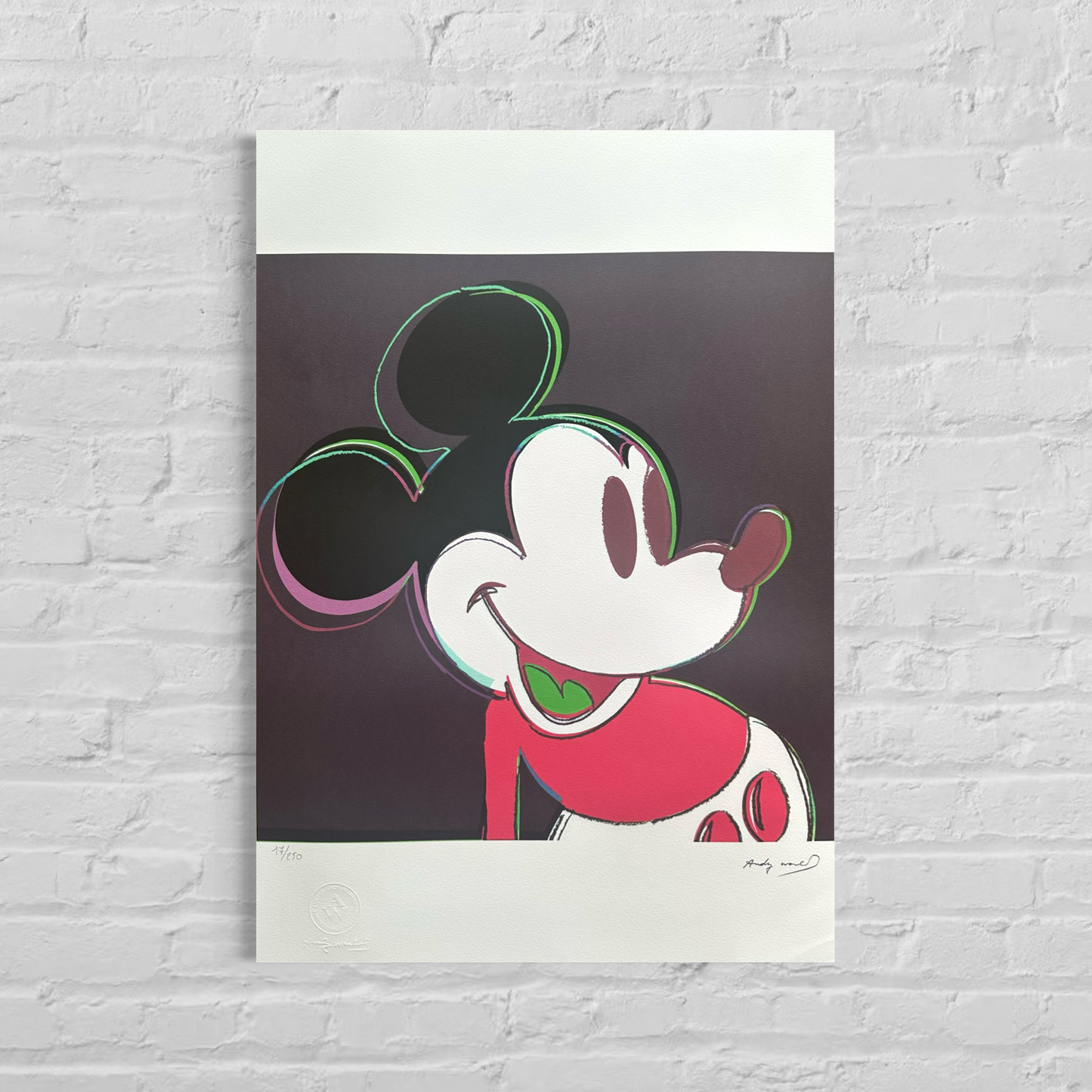Andy Warhol Topolino (Nero-rosso) Litografia Arches 300gsm 42x59 cm