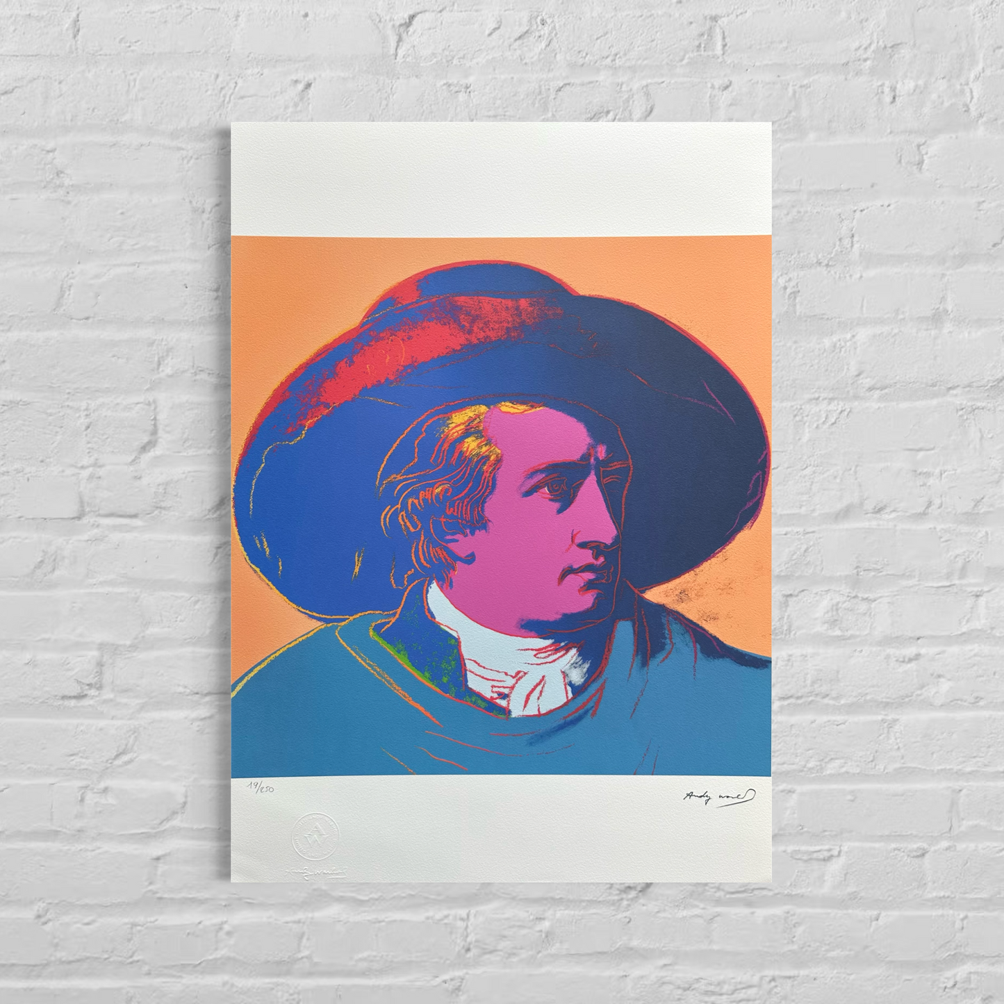 Andy Warhol Goethe (Blu-Arancio) Litografia Arches 300gsm 42x59 cm