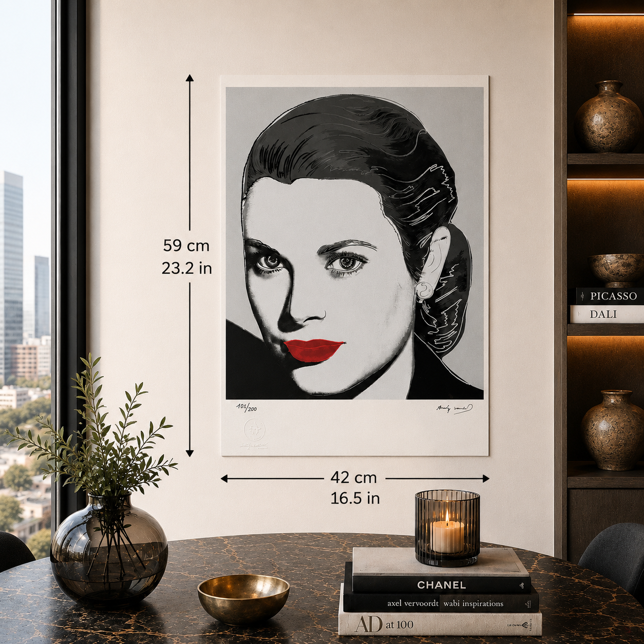Andy Warhol Grace Kelly (Bianco e Nero) Litografia Arches 300gsm 42x59 cm