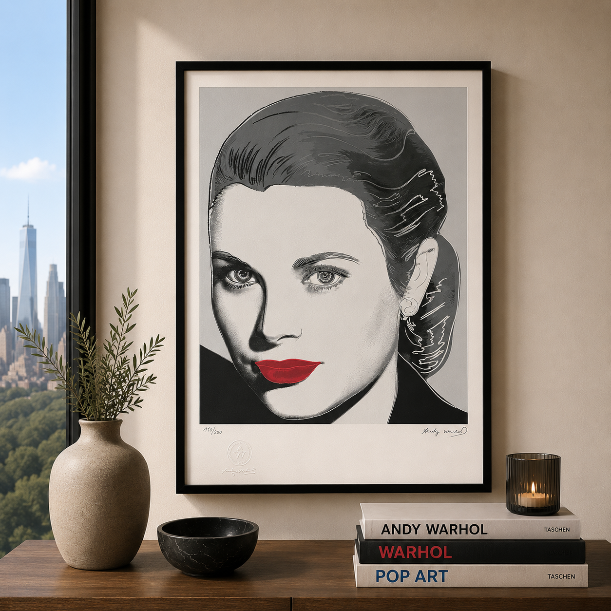 Andy Warhol Grace Kelly (Bianco e Nero) Litografia Arches 300gsm 42x59 cm