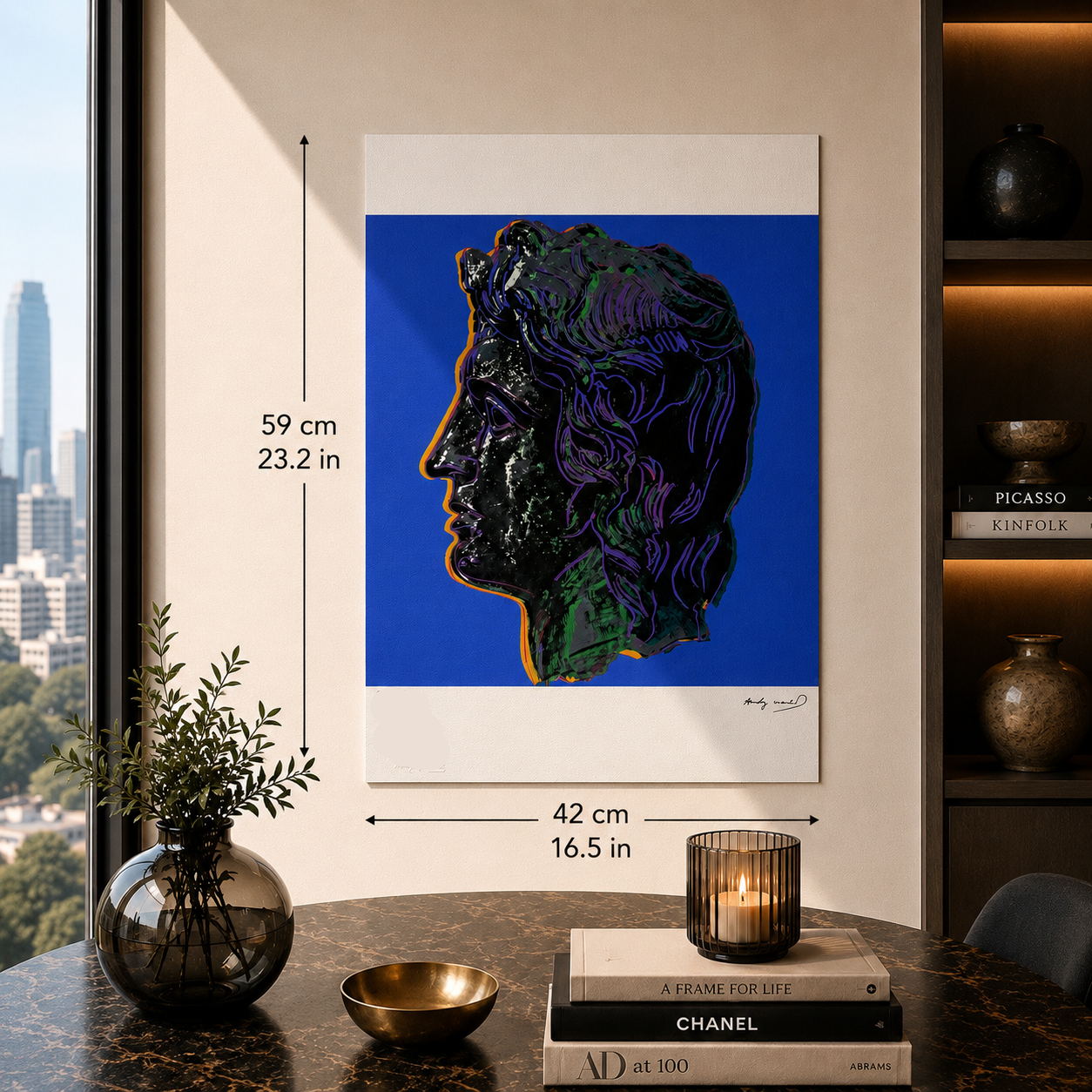 Andy Warhol Alessandro Magno (Blu) Litografia Arches 300gsm 42x59 cm