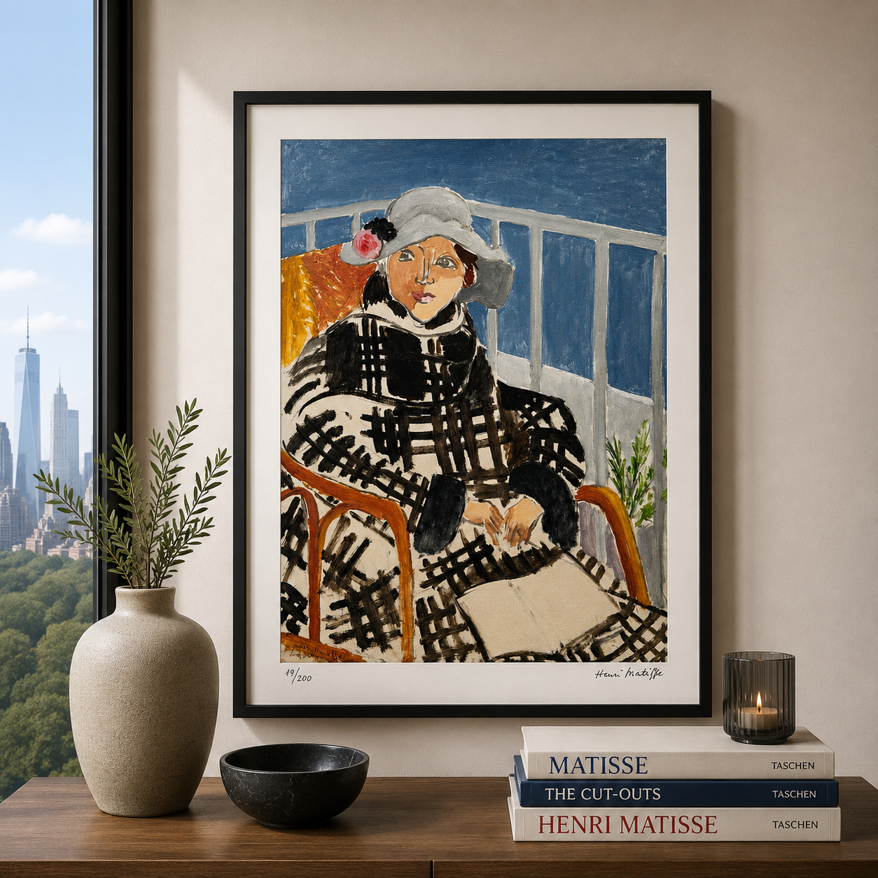 Henri Matisse Matisse in mantello scozzese Litografia su archi 300 g/m² 42x59 cm
