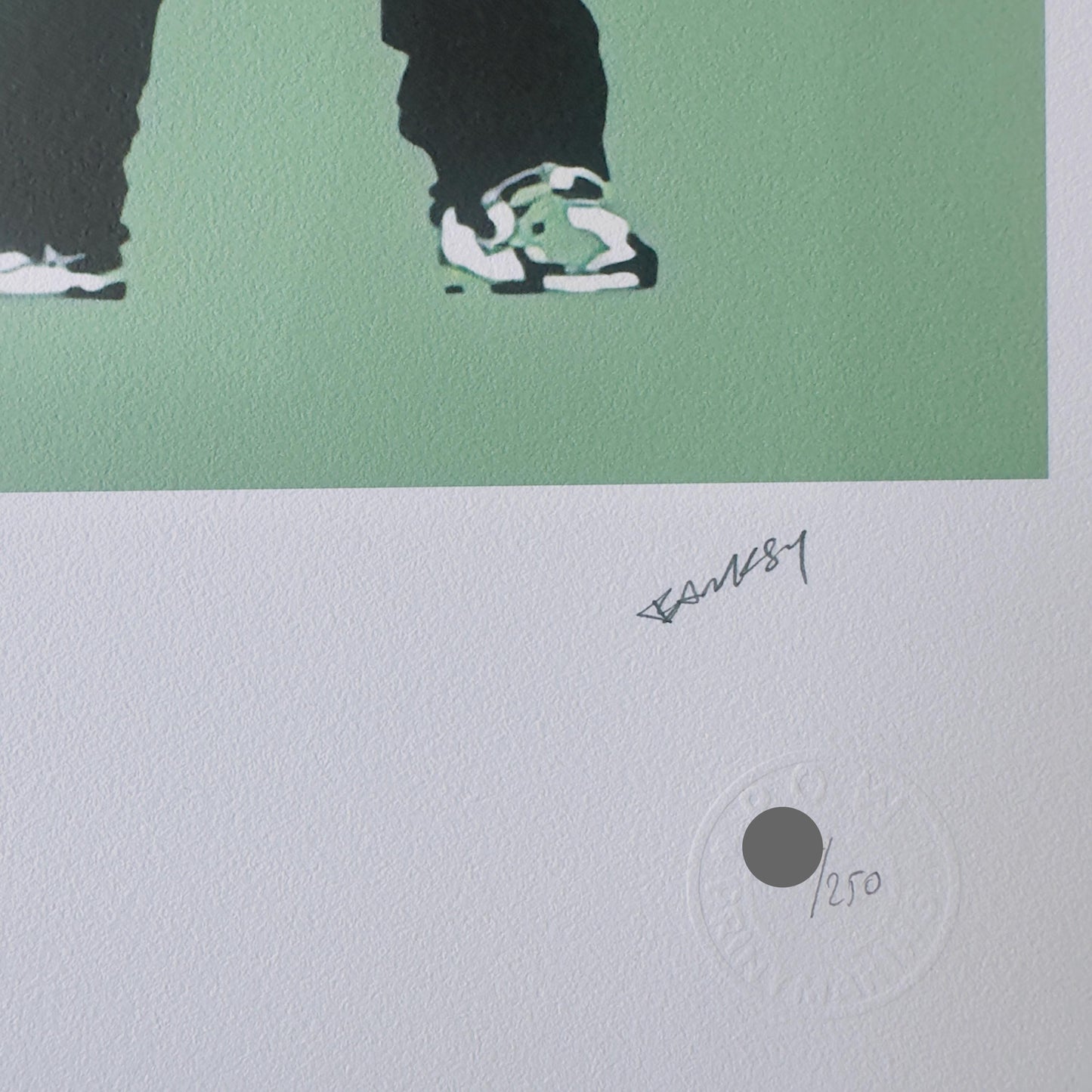 Genummerde editie BANKSY Barking dog (groen) Gesigneerd - certificaat - Wall Art, Grafitti Art, Lithograph, Stencil Art