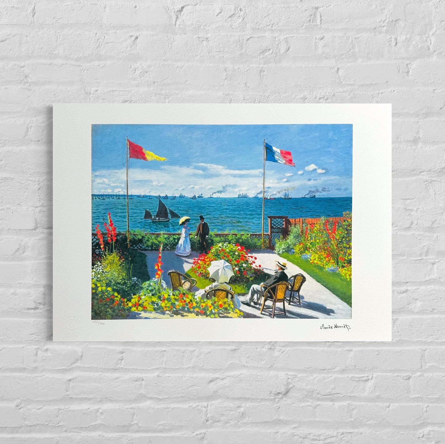 Genummerde editie Claude Monet," Terras in saint adresse " - Certificaat - kunstdecoratie - uniek kunst lithograph after